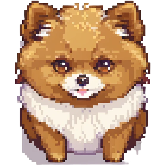 Pomeranian dog, pixel art style, small, chibi emoji