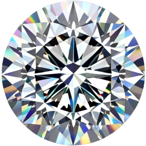 Make it 3D emoji style: add a silver jewelry setting to the round cut white diamond with holographic shine and sparkles emoji