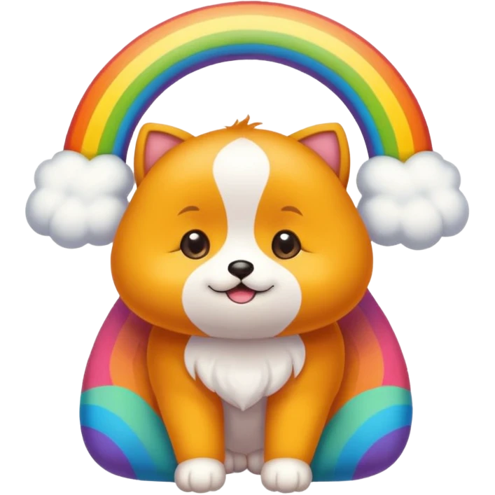 Faça um Lulu da Pomerânia colorido com as cores do arco-íris e o rosto dele também emoji