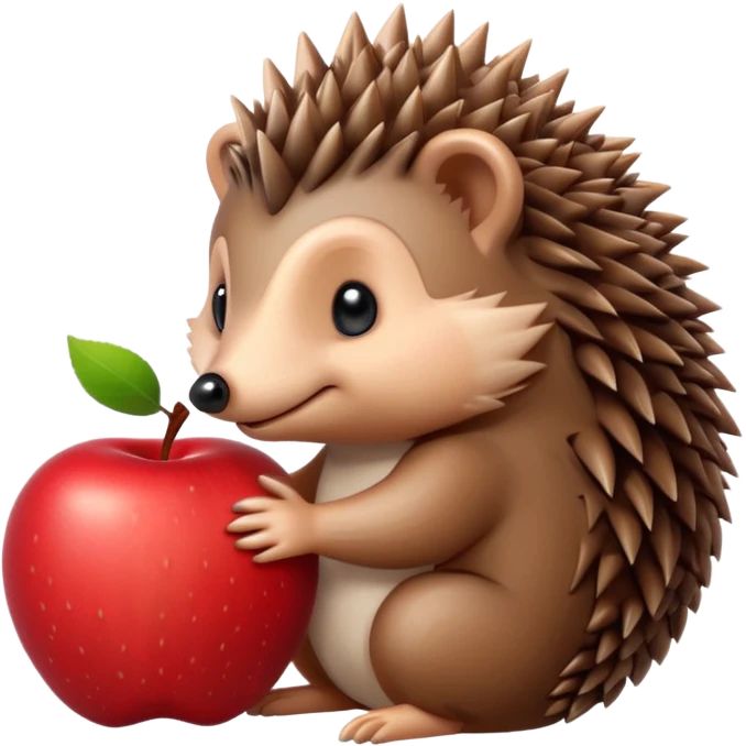 a sitting hedgehog with an apple emoji