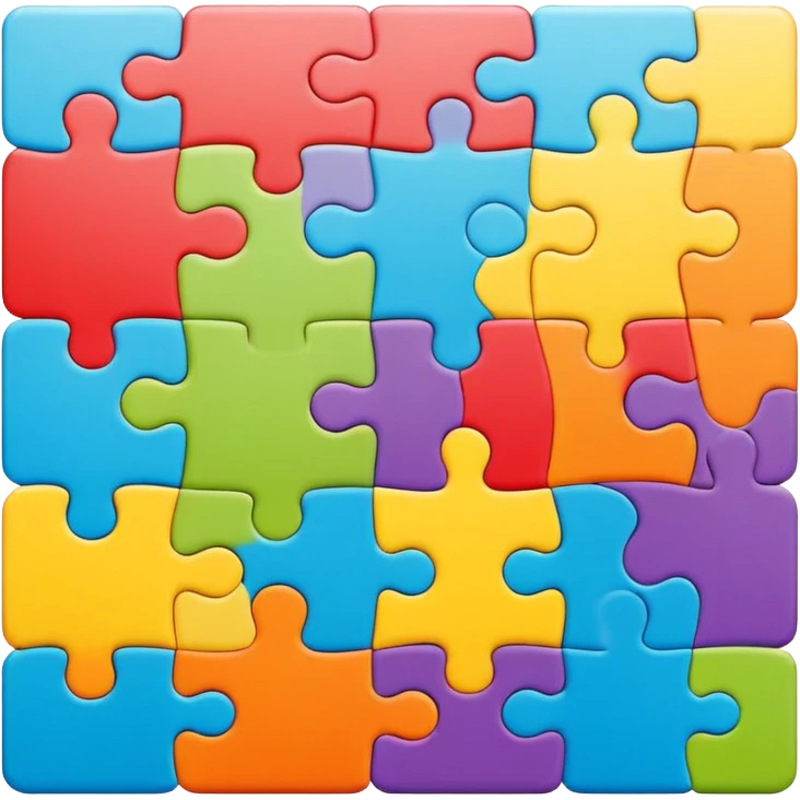 An icon showing connected jigsaw puzzle pieces with letters emoji