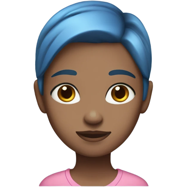 girl with half brown half blue hair, blue eyes, fair skin, pink clothes emoji