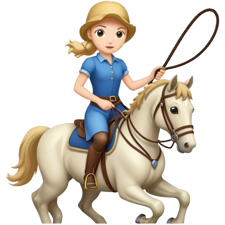 girl riding a horse holding a whip emoji