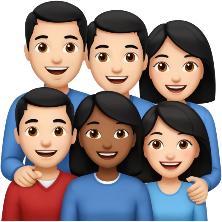 team with 4 people. 2 men and 2 women with black hair emoji