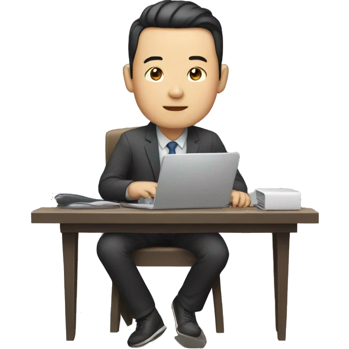 chinese man typing at a desk emoji