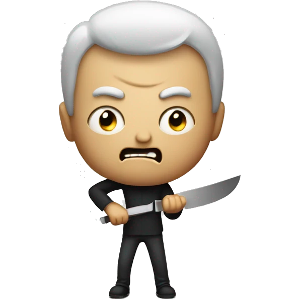 A really scary and angry person holding a toy knife emoji
