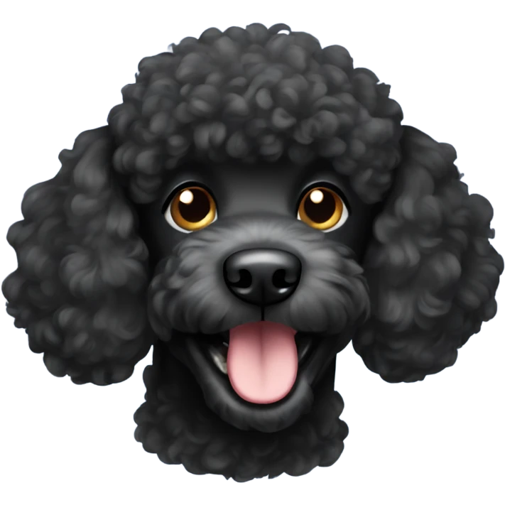 Black poodle smiling emoji