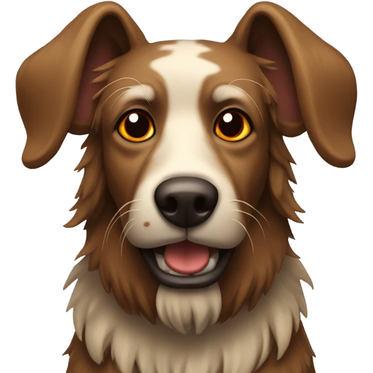 Brown scraggly dog with antlers and red nose emoji