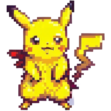 Pikachu jumping pixel art emoji
