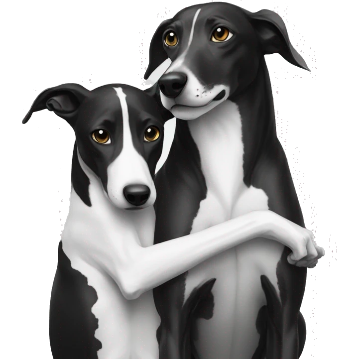a squid hugs a black and white greyhound emoji