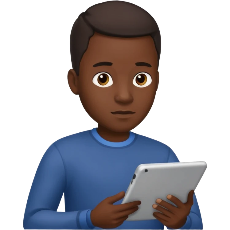 black man reading a tablet emoji