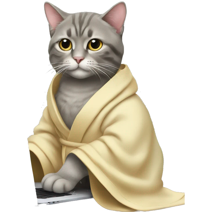 cat with robe and a macbook emoji