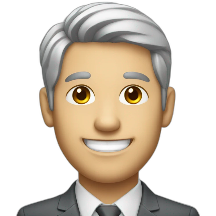 Smiling real estate agent with a graying bearb and short hair emoji