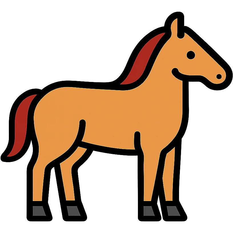 horse color outline icon, simple, clean lines, minimal detail, modern style emoji