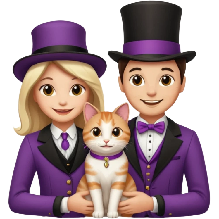 magician couple and their pet cat emoji