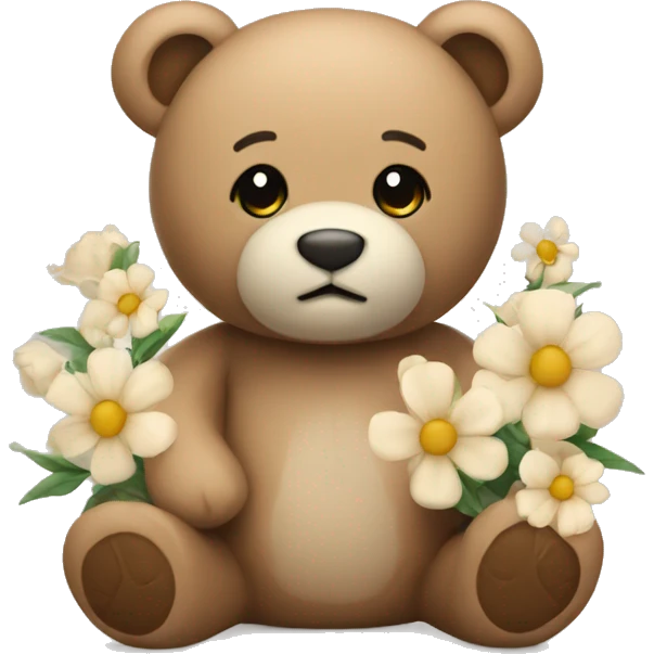Teddy with beige flowers emoji