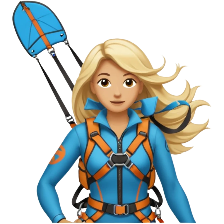 Blonde long haired ladie Kitesurfing with harness emoji