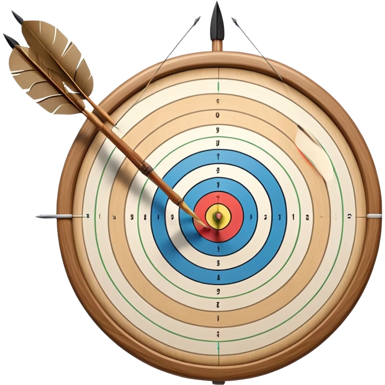A bow with arrows drawn and ready, aimed at a target with concentric rings. The focus is on the elegance and precision of archery, with the target clearly visible in the background, symbolizing skill and concentration in the sport. emoji