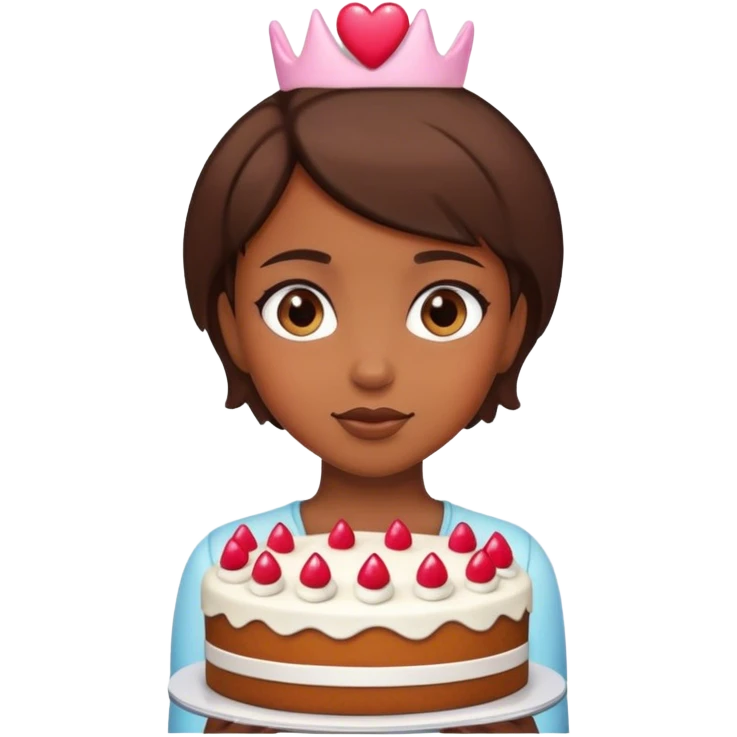 brown short hair girl with a cake emoji