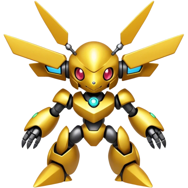 Shiny Futuristic Cool Edgy Cute Fakemon-Pokemon-Digimon-Spectrobes-Medabot-fusion, full body emoji