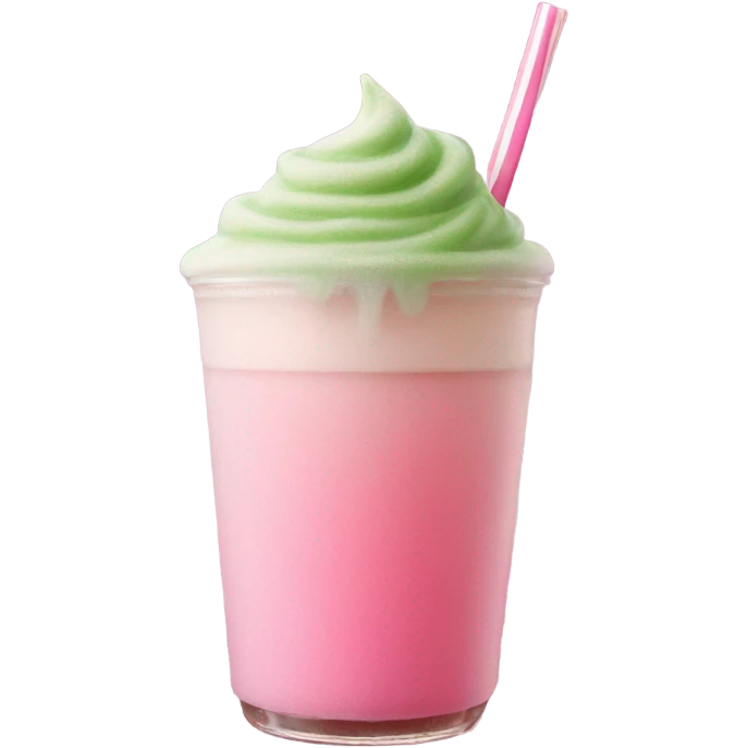 Matcha iced with pink foam emoji