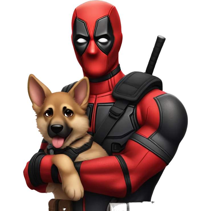 Deadpool holding German shepherd puppy emoji