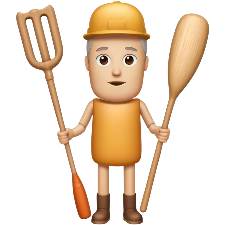 Make a wood tube with a face and wooden legs and arms and a bat emoji