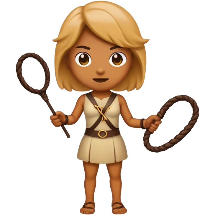 Emoji holding a whip emoji