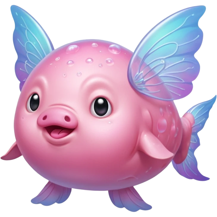 blobfish that is a magical fairy with wings emoji