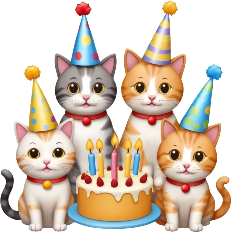 12 cats at a birthday party emoji
