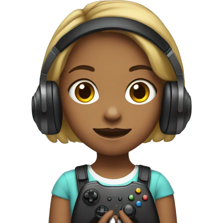 Girl with headphones and controller emoji