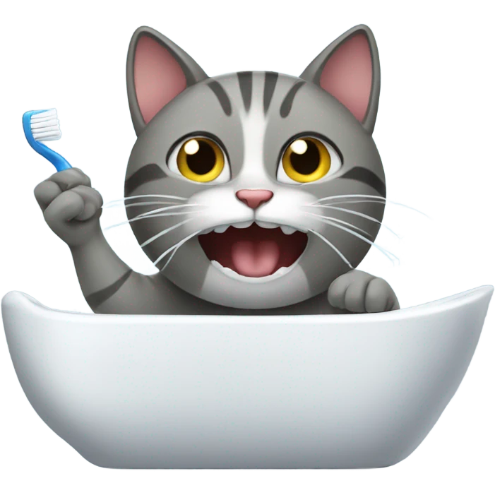 cat brushing teeth emoji