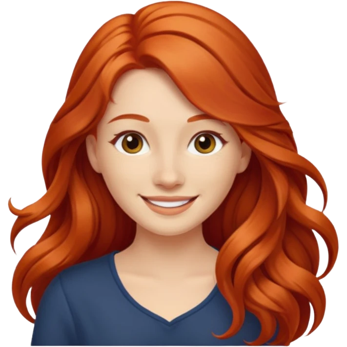 Profesora joven, sonrriente cabello rojizo y de pelo largo  emoji