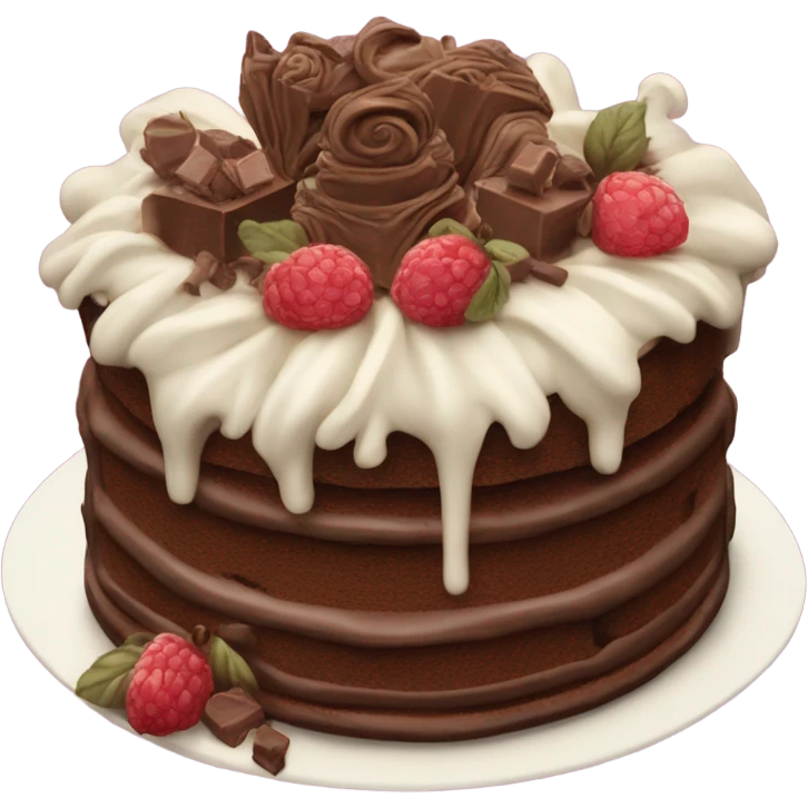 highly detailed rococo chocolate cake emoji