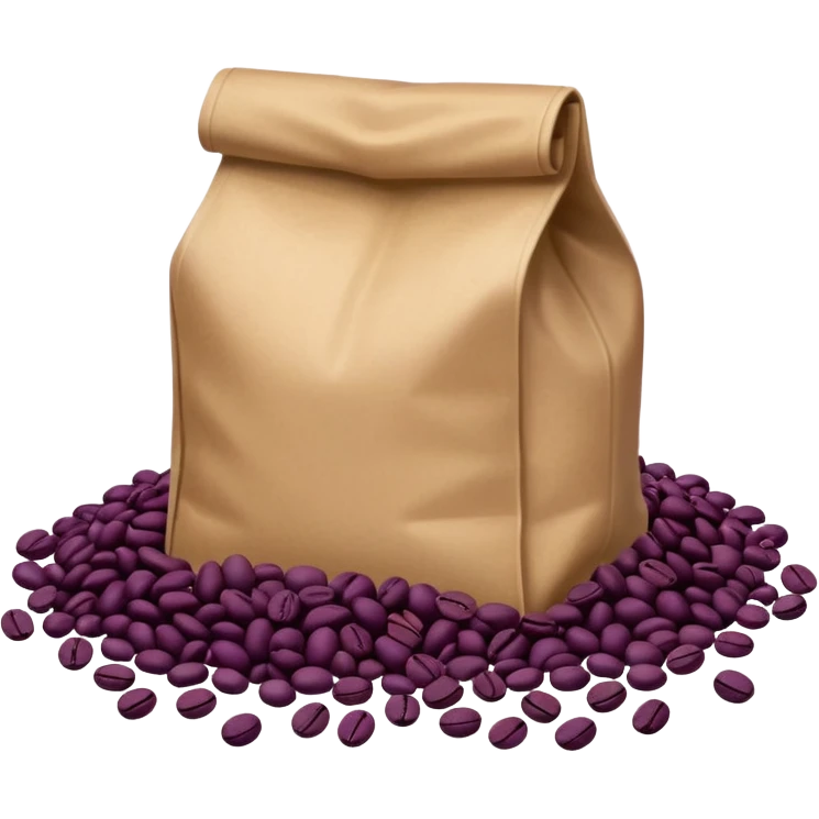 Bag of purple coffee beans lying on the floor emoji