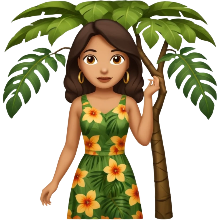 an latin woman with jungle tree emoji