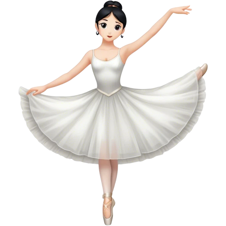 Ballerina, White, Long Black Hair emoji