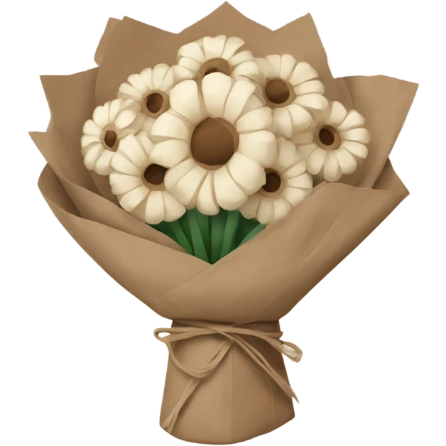 Neutral Flower bouquet wrapped in brown paper  emoji