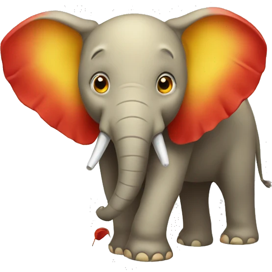 a yellow elephant with a red trunk emoji