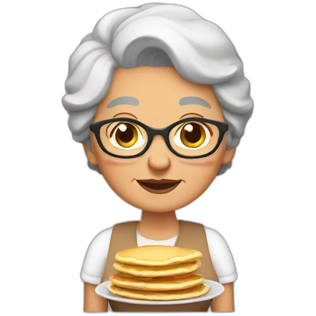 Granny with pancakes emoji