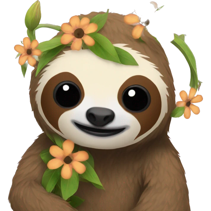 Flower sloth emoji