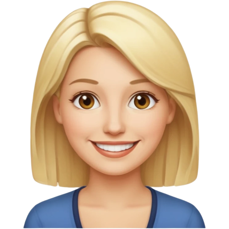 emoji of a 30-year-old woman, mature appearance, blonde hair, smiling emoji