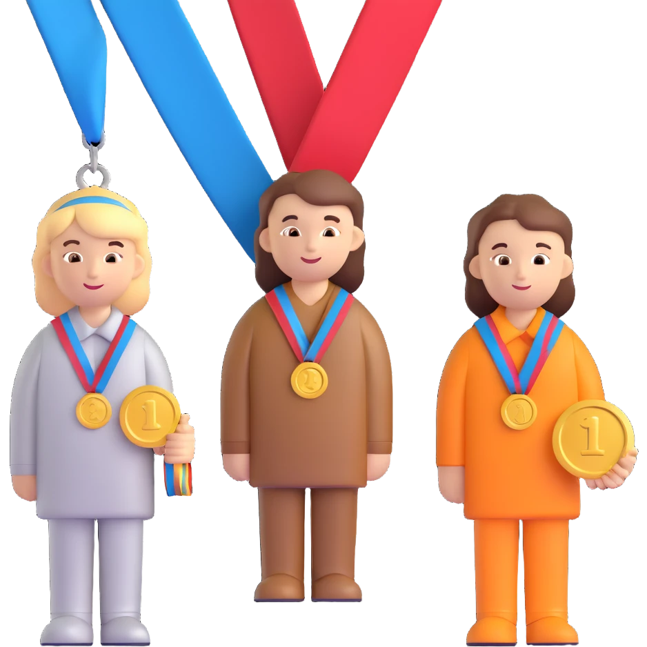3 winners in 1st, 2nd & 3rd place emoji emoji