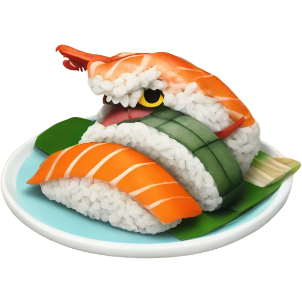 Sushi Dragon Eating Sushi in a Sushi Hoise emoji