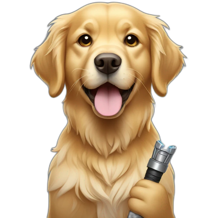 golden retriever with a light saber emoji