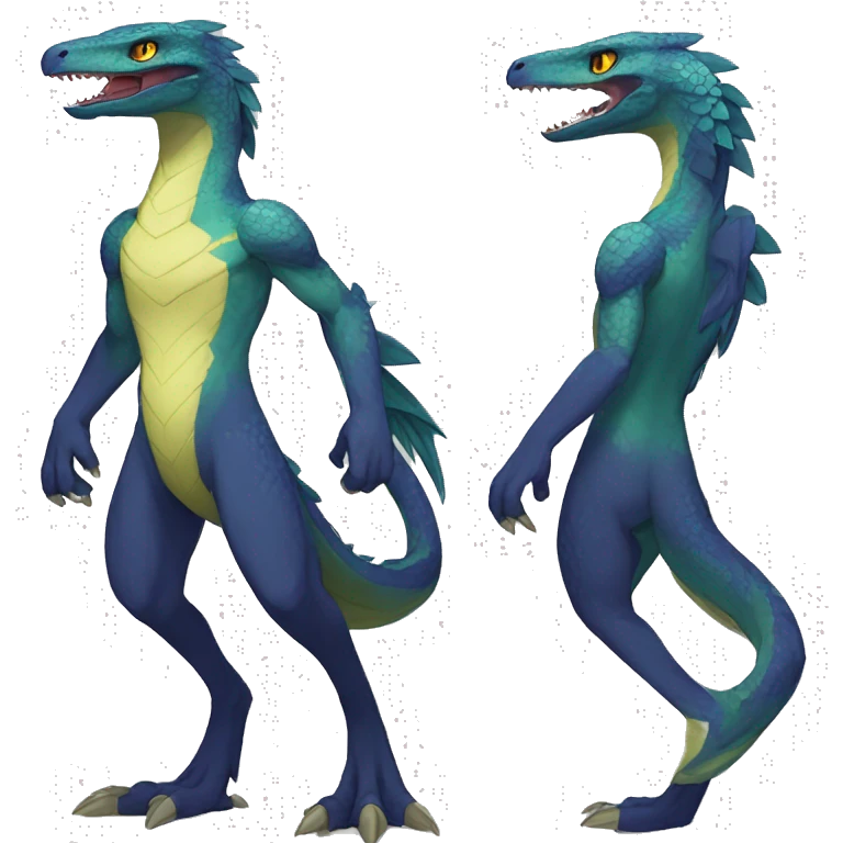 Anthro Sona Fakemon Reptilian Draco-Raptor Full Body emoji