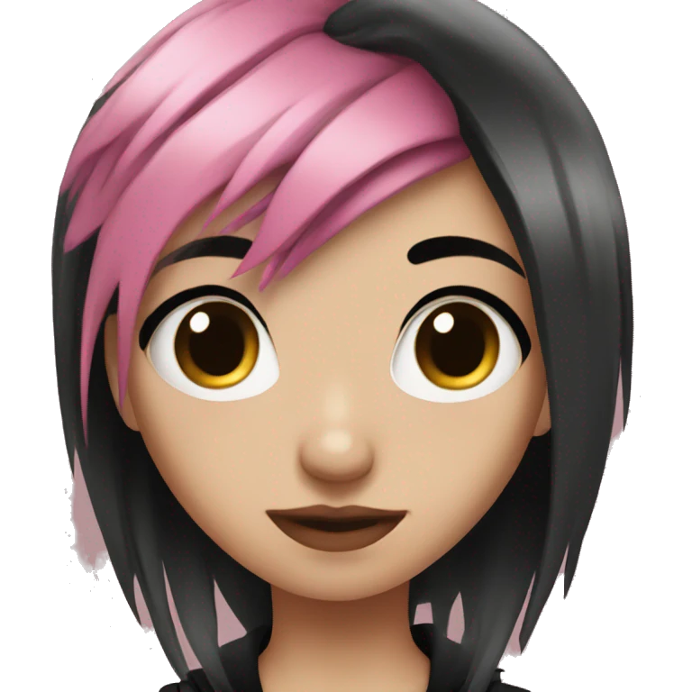 Emo girl with black and pink hair emoji