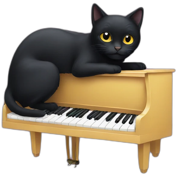 Black cat play in the piano emoji