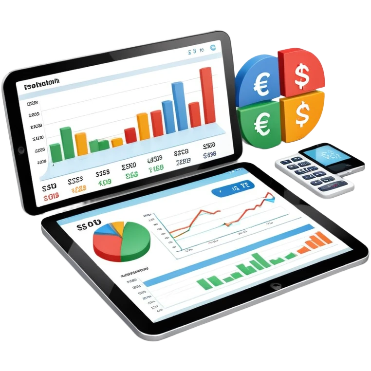 financial dashboard with multiple currency symbols € $ £ ¥ emoji