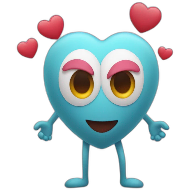 Heart-shaped face with arms and legs coming out of it emoji